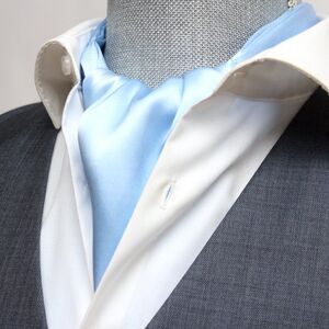 NWT Silk Men's Cravat Ascot‎ Gift Box A197 Solid blue